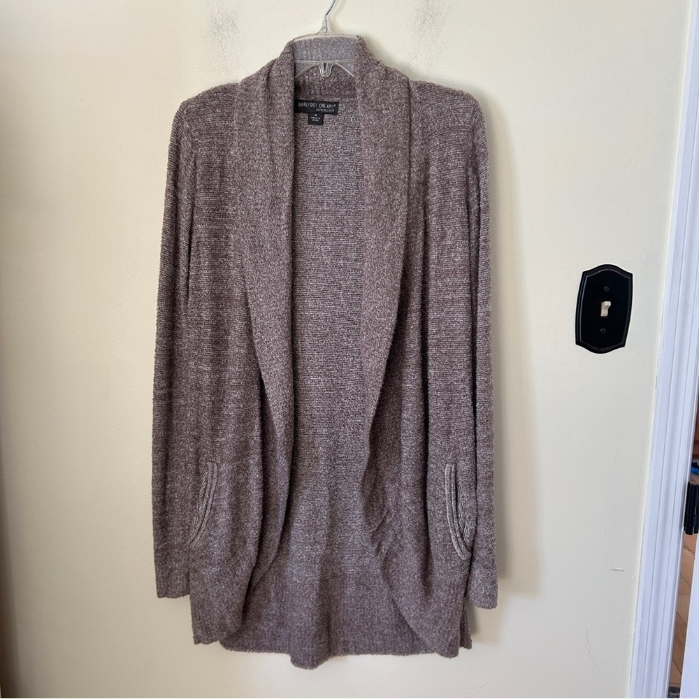 Barefoot Dreams Cozychic Lite Rounded Cardigan Tan Size M